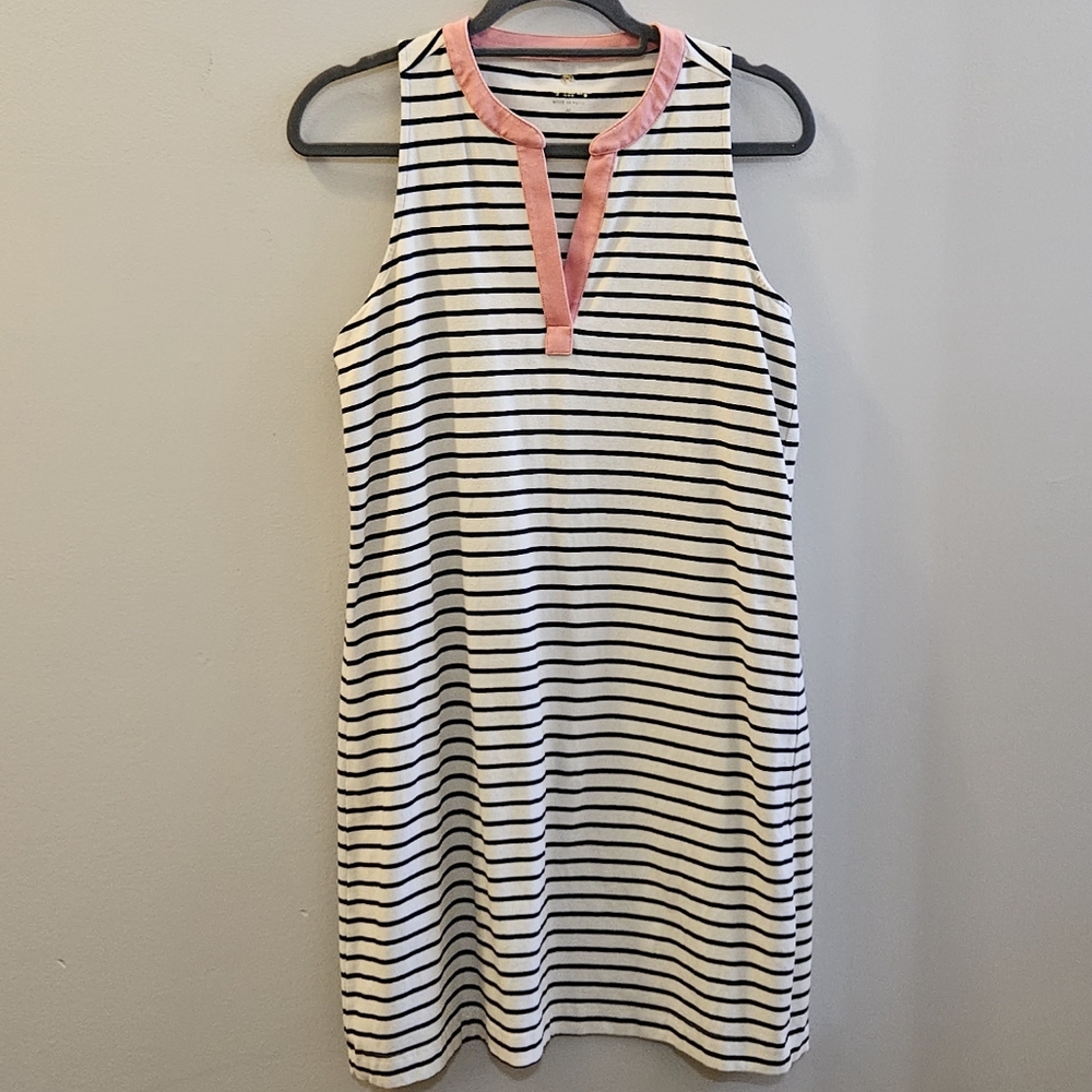 Spartina Striped Sleeveless Dress with Pink Trim